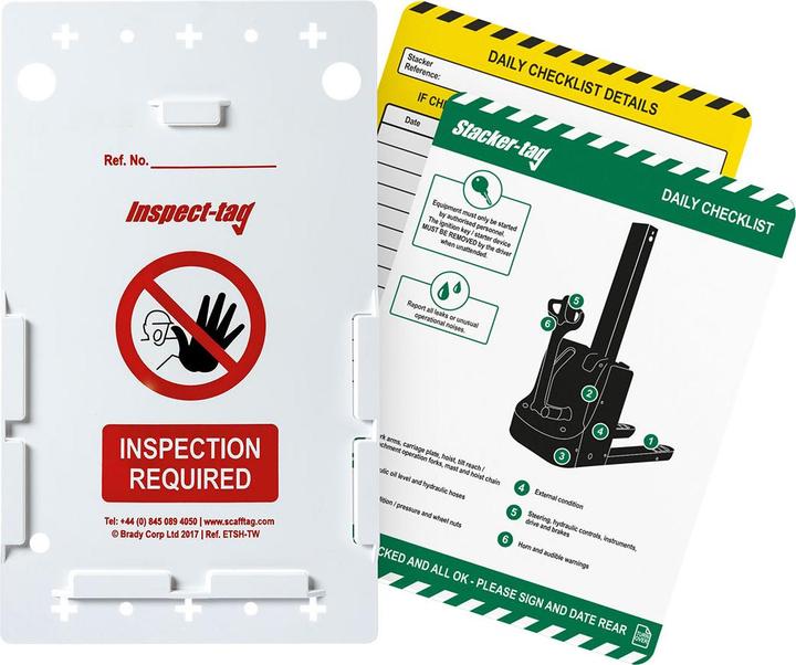 Actual product image Brady ENT-GB-ETI-STAC 2A, stacker (stacker) tag kit, 2 inspection tag holders, 10 stacker tag inserts