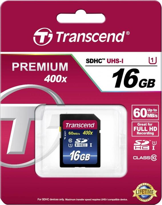 Actual product image Transcend Premium 400x (16 GB, SDHC, U1, UHS-I)