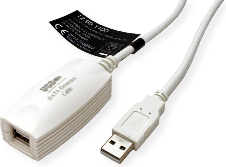 Image du produit Value Rallonge USB 2.0 blanche 5m (5 m, USB 2.0)