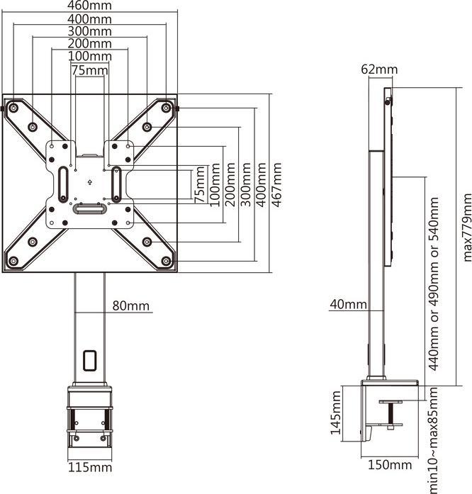 Produktbild Multibrackets Monitorhalter 37 bis 55", weiss, Tragkraft 35 kg (Tisch, 55")
