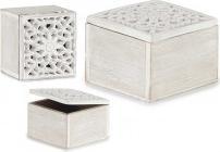 Giftdecor square wooden openwork box white
