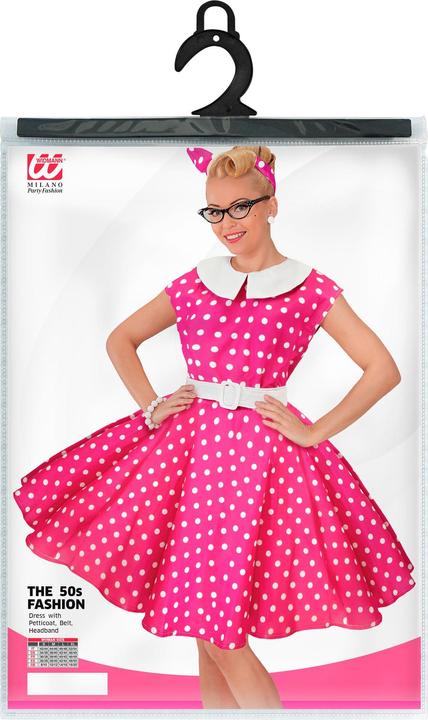 Actual product image Widmann 50's ROCK'N'ROLL MODE HOT PINK (dress with petticoat, belt, hairband), XL (XL)