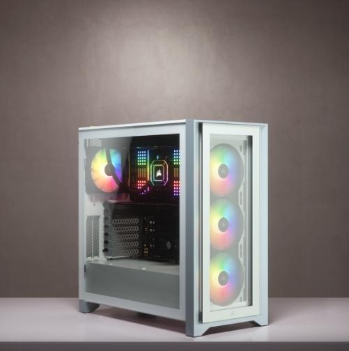 Produktbild Corsair iCUE 4000X RGB Mid-Tower White-Gehäuse aus gehärtetem Glas (mATX, Mini-ITX, ATX, E-ATX)
