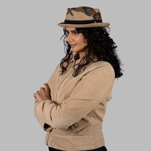Image du produit Bekos Upcycling - Chapeau Pork Pie "Cafe Royal" en sac à café - 57, 02 (57)