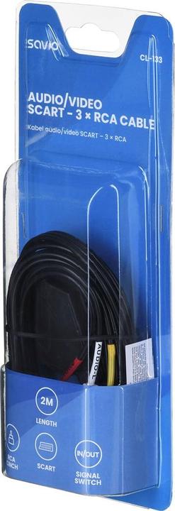 Produktbild Savio CL-133 SCART-Kabel SCART (21-pin) 3 x RCA Mehrfarben (2 m)