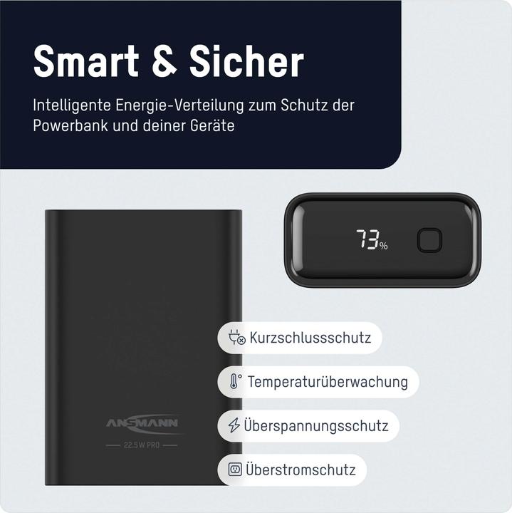 Produktbild Ansmann Powerbank 20000 mAh PB222PD schwarz (20000 mAh, 22.50 W, 88 Wh)