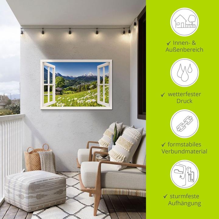 Produktbild Artland Bayerischen Alpen, weisses Fenster T5TQ (70 x 50 cm)