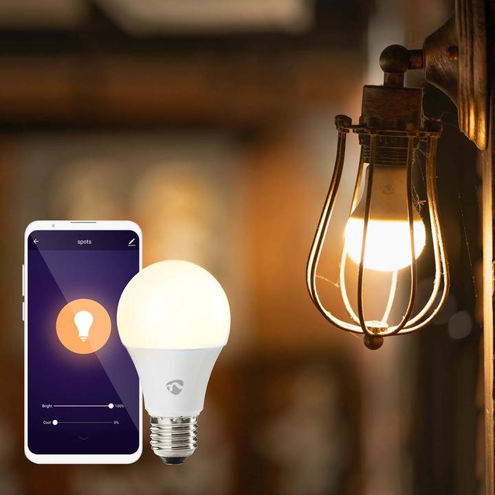 Produktbild Nedis WIFILRW10E27 SmartLife LED Bulb WLAN E27 806 lm 9 W Warm to Cool White 2700 - 6500 K Energiekl (E27, 9 W, 806 lm, 1 x, F)