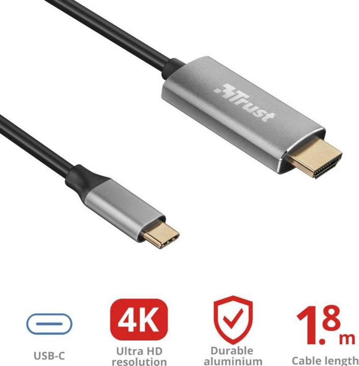 Image du produit Trust Câble de connexion USB-C (1x USB-C™ mâle (1.80 m, USB Type C, HDMI)