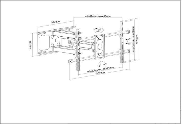 Produktbild Manhattan TV Wandhalterung (Wand, 90", 75 kg)