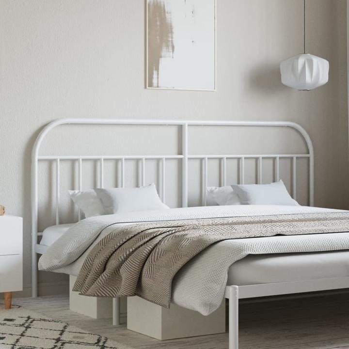 Image du produit VidaXL Kopfteil Metall Weiss 200 cm, Farbe: Weiss (206 x 3 x 100 cm)