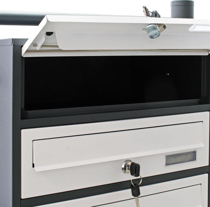Actual product image Wiltec 10 letterbox system anthracite/white 898x270x1500 mm free-standing letterbox