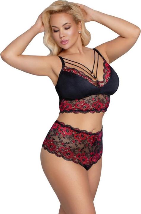 Produktbild Cottelli Collection BH und Slip schwarz/rot XL (XL)