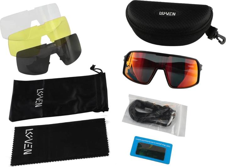 Produktbild Loven Fahrradbrille Erwachsene UV400 (Schwarz, Rot)