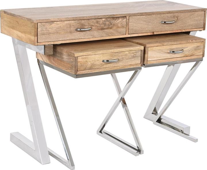 Actual product image Esprit Set of furniture Home Brown Silver Steel Mango wood 110 x 40 x 76 cm (3 Pieces) (110 x 40 x 76 cm)
