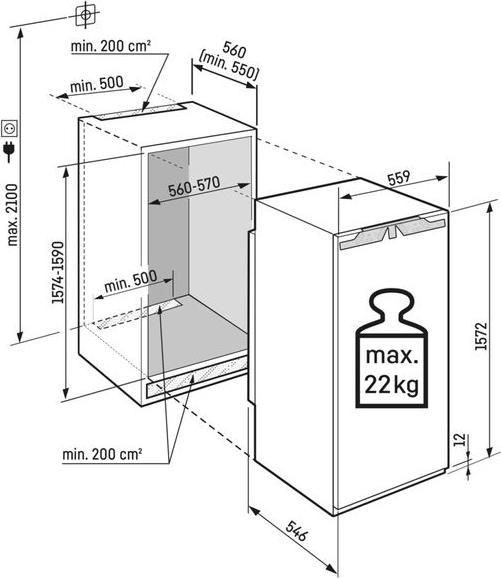 Image du produit Liebherr Réfrigérateur intégrable avec BioFresh (238 l)