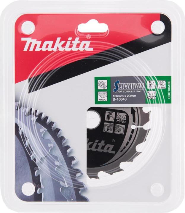 Actual product image Makita B-10643 T.C.T. pjūklas 136X1.5X20mm 20° T16 SPECIALIZED akum. diskiniams pjūklams