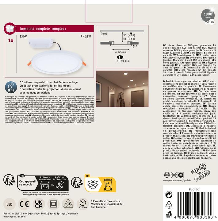 Immagine prodotto Paulmann Apparecchi Areo VariFit (1800 lm)