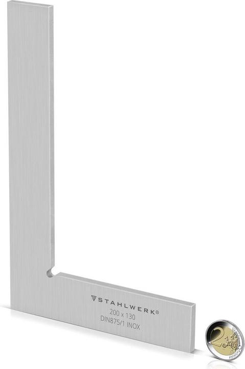 Produktbild Stahlwerk Flachwinkel 90° 200 x 130 mm DIN 875/1 aus rostfreiem Edelstahl
