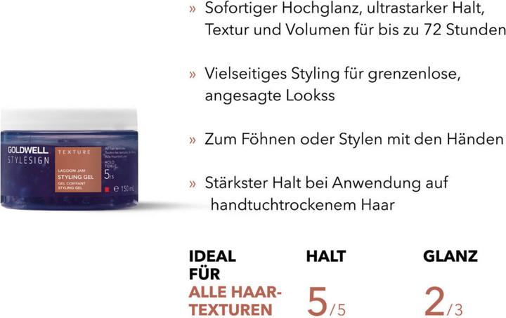 Nährwerte und Zutaten Goldwell Stylesigh Texture Lagoom Jam Haargel 12 Stück (Haargel, 200 ml)