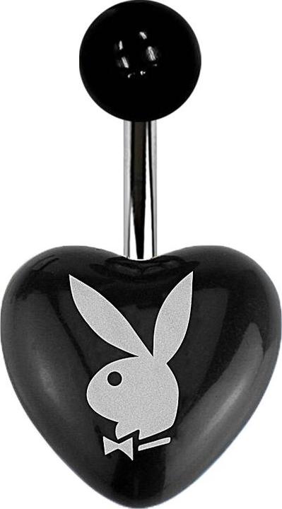 Immagine prodotto Star Piercing Banana argento con cuore nero e coniglietto Playboy (Acrilico, senza ottone, Acciaio chirurgico 316L)