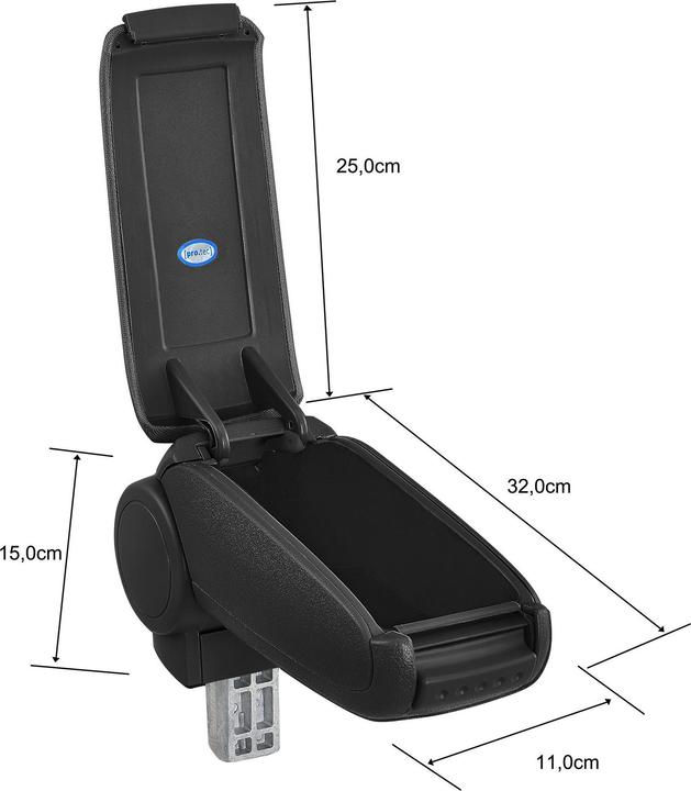Produktbild Pro-Tec Mittelarmlehne Opel Agila A Suzuki Wagon R+ mit Staufach Textil Schwarz
