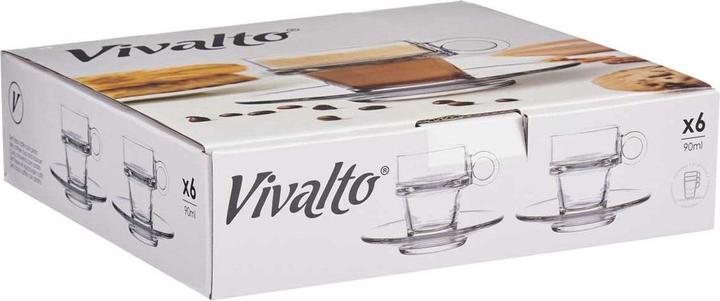 Actual product image Vivalto Tasse mit Untertasse 41087 Durchsichtig Glas 90 ml (6 Stück) (90 ml, 6 x)