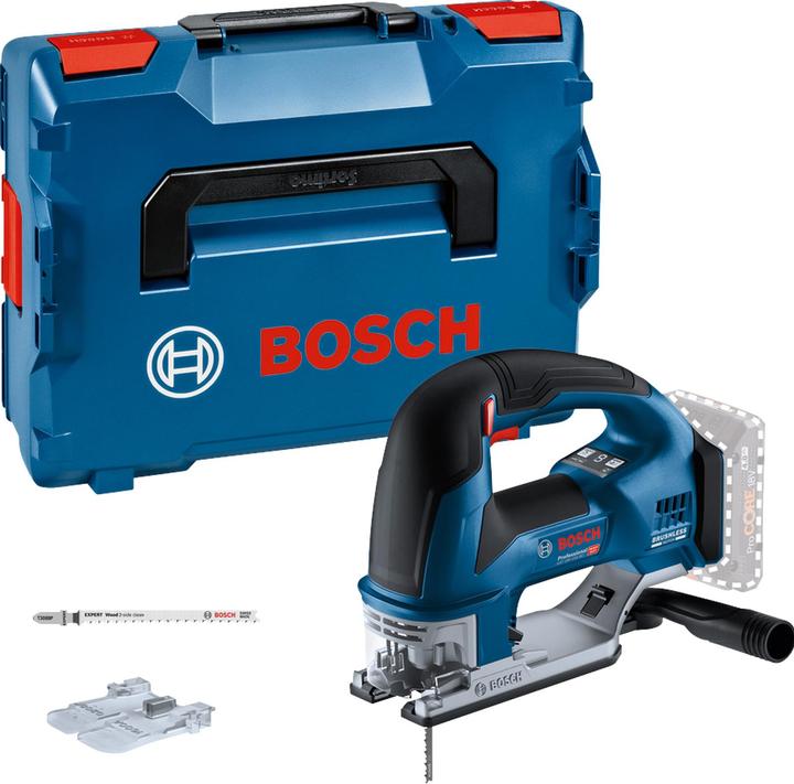 Abdeckhaube Staubabsaugung, 1 x Stichsägeblatt T 144 DP, 1 x Stichsägeblatt T 308 BP, L-BOXX 136, Precision for Wood, GST 18V-155 BC, 1/1-L-BOXX-Einlage für Gerät und Ladegerät