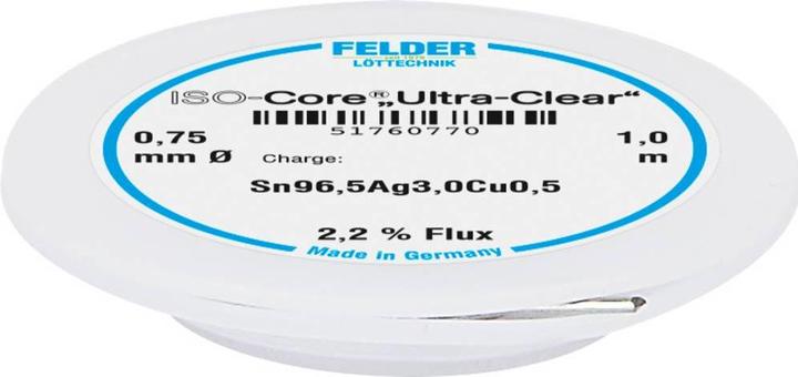 Image du produit Felder Lottechnik Felder Löttechnik ISO-Core "Ultra Clear" SAC305 Étain de soudure Bobine Sn96,5Ag3Cu0,5 0 (Kit de bobine de soudure)
