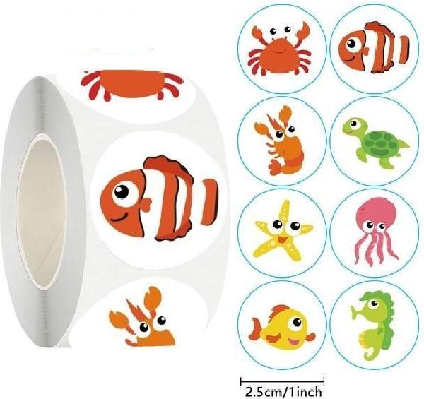 Actual product image MU Classic 500 self-adhesive sticker roll with marine animals motif