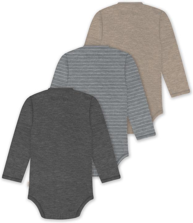 Actual product image Normani Set of 3 baby body wrap long sleeve toddler bodysuit made from merino wool - 9357 (50)