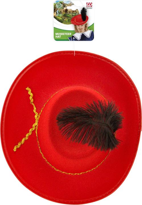 Image du produit Widmann ROTER MUSKETIER HUT MIT FEDER aus Filz