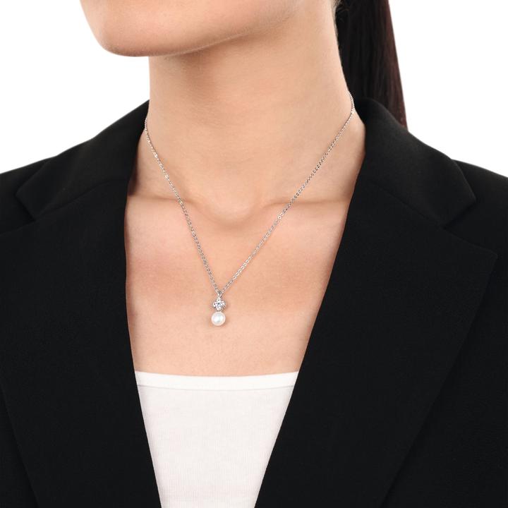 Actual product image Amor Cupid pendant for women, 925 Sterling silver, synthesised zirconia, cultured freshwater pearl (Silver 925)