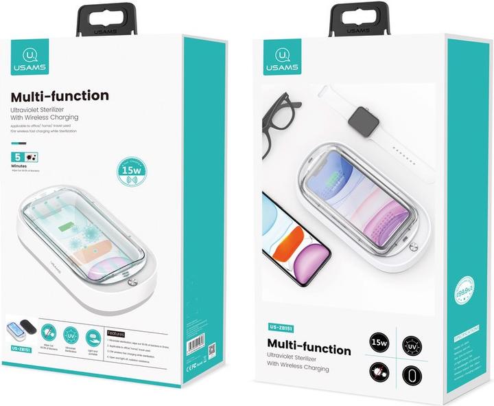 Actual product image Usams UV Sterilization Box with Qi Charging Station