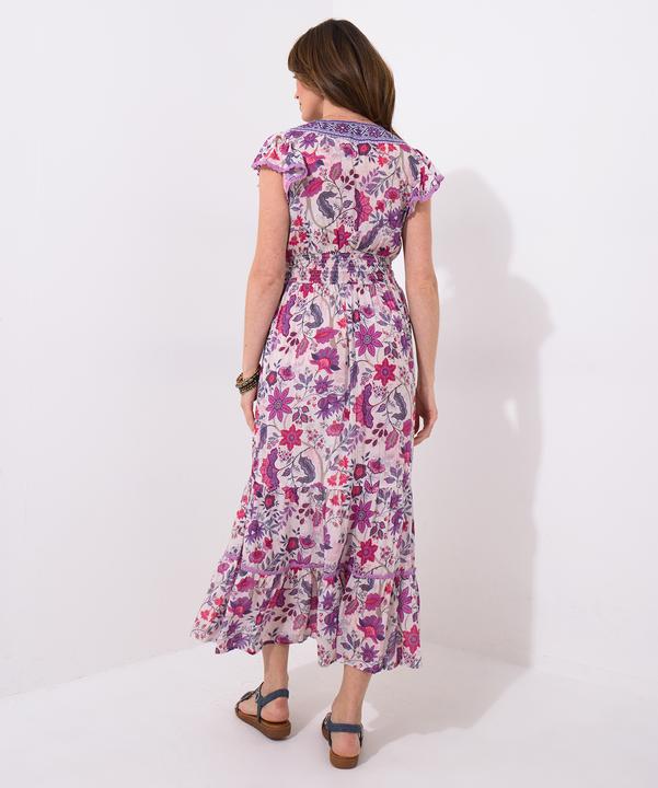 Produktbild Joe Browns Border Print Floral Shirred Waist V-Neck Tassel Dress (36)