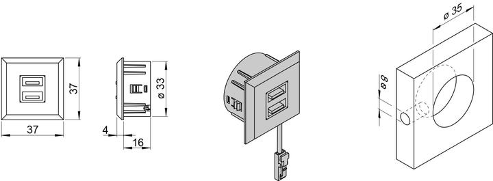 Actual product image L&S USB double sockets 12 V