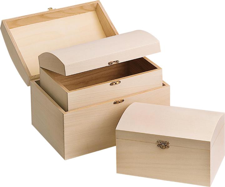 Image du produit VBS Coffre en bois, lot de 3, env. 26 x 19 x 16 cm, 22,5 x 16 x 12 cm, 20 x 12,5 x 8 cm