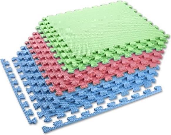 Immagine prodotto One Tappetino pieghevole per allenamento Fitness MP10 verde-blu-rosso, 60x60x1,0cm (9 pezzi) (10 mm)