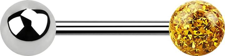 Actual product image Star Piercing Barbell silver with ball and crystal ball topaz epoxy protective layer (Surgical steel 316L, without brass)