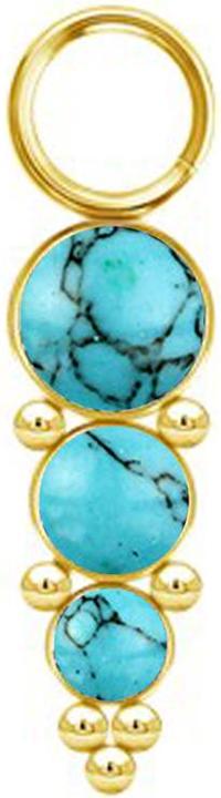 Immagine prodotto Star Piercing Anhänger vergoldet drei Türkis Steinen mit Kugeln (senza ottone, Acciaio chirurgico 316L, Mnerale)