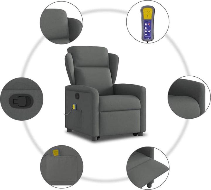 Actual product image VidaXL Massage chair with stand-up aid dark grey fabric