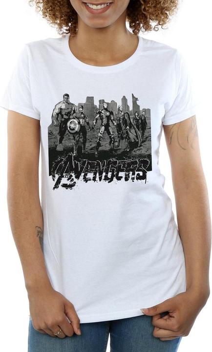 Actual product image Womens/Ladies Avengers Mono Team Art Cotton T-Shirt (XXL)