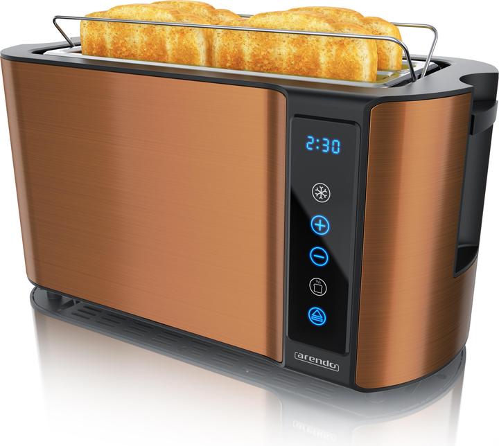 Actual product image Arendo Toaster Edelstahl 4-Scheiben Langschlitz, Display mit Restzeitanzeige, Touchpanel, Brötchenaufsatz