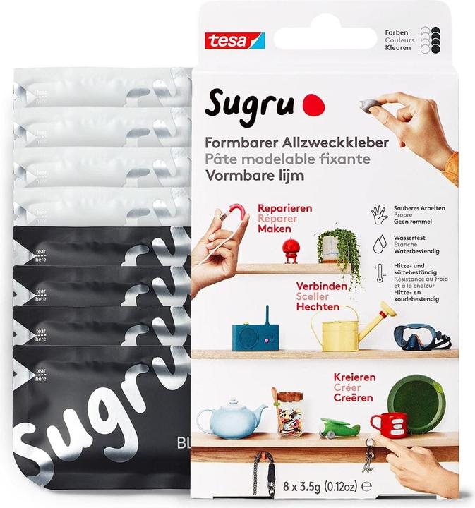 Produktbild Sugru by tesa Sugru 8x Formbarer Allzweckkleber, vielseitige Klebeknete zum Dekorieren, Kleben & Reparieren (28 g)