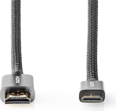 Actual product image Nedis High Speed??HDMI T Cable with Ethernet HDMIT Male HDMIT Mini Male 4K@60Hz 18 Gbps 2.00 m (2 m, HDMI)