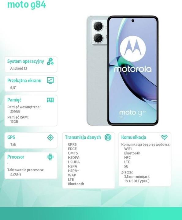 Energy Label Motorola moto g84 (256 GB, Marshmallow Blue, 6.55", Hybrid Dual SIM, 50 Mpx, 5G)