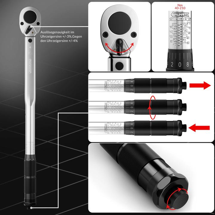 Image du produit Deuba Clé dynamométrique (1/2", 40 Nm, 210 Nm)