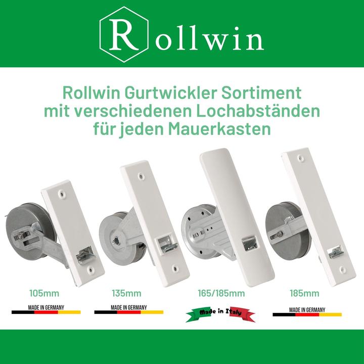 Produktbild Rollwin Rolladen Gurtwickler Unterputz 185mm Lochabstand - aus Deutschland - mit Gurtwickler Blende