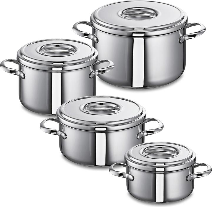 Immagine prodotto Schulte-Ufer Set di pentole Romana in acciaio inox SUS 4 pezzi (18 cm, Pentola, Pirofila + casseruola, Padella per friggere, Acciaio inossidabile)
