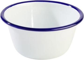 Produktbild APS Skål 50 cl Ø13xH6 cm Emaljebelagt stål Hvid med blå kant,10 stk/pk